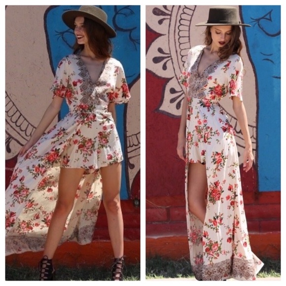 Floral Maxi Romper/Jumpsuit - Picture 2 of 5